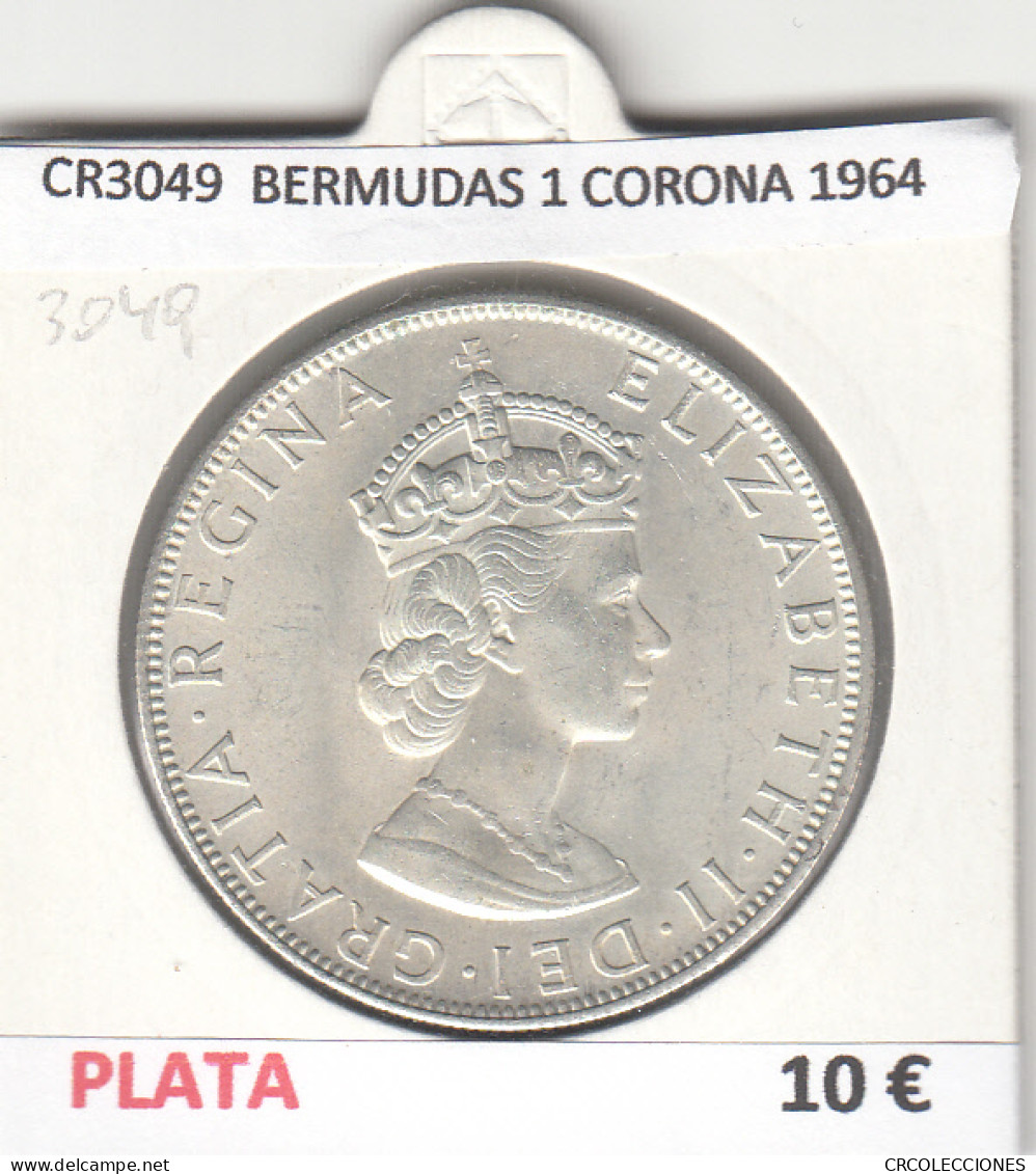 CR3049 MONEDA BERMUDAS 1 CORONA 1964 MBC PLATA - Autres – Océanie