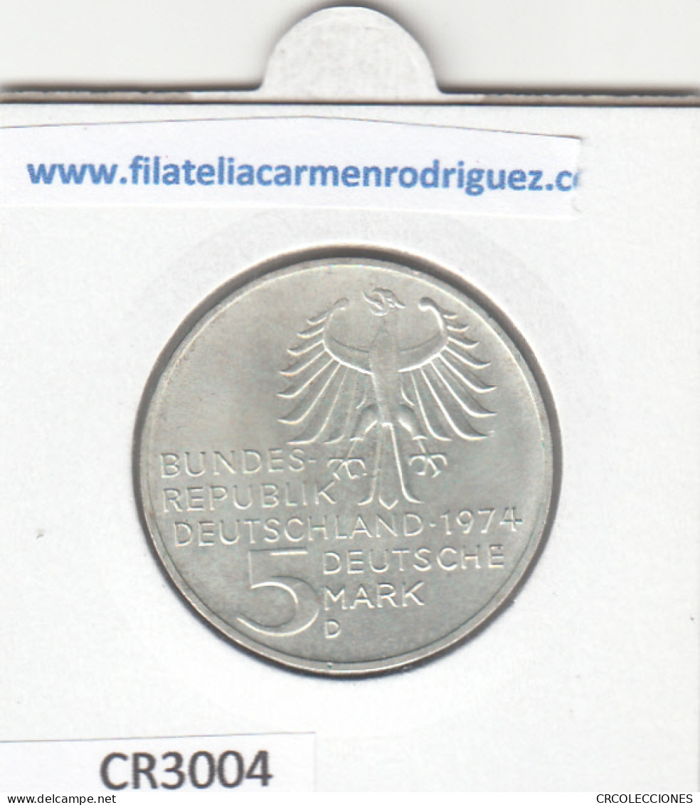 CR3004 MONEDA ALEMANIA 5 MARCOS 1974 MBC PLATA - Andere - Azië