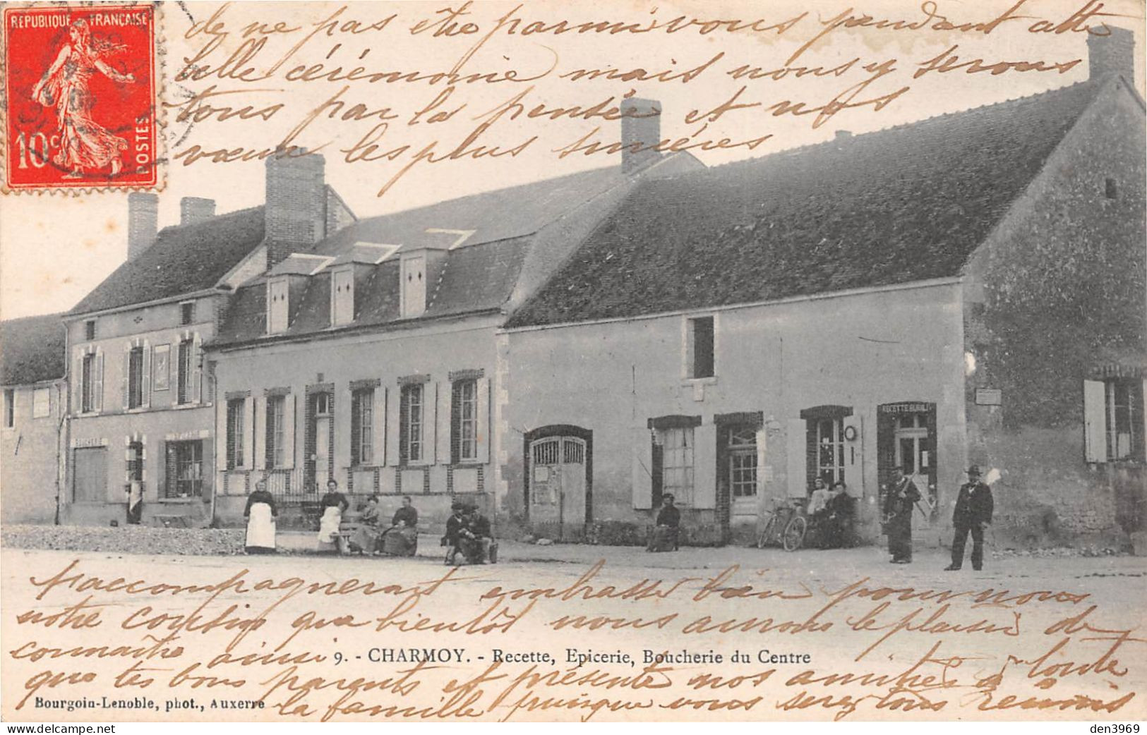 CHARMOY (Yonne) - Recette, Epicerie, Boucherie Du Centre - Voyagé 1908 (2 Scans) Louise Morateur, Saint-Cyr-au-Mont-d'Or - Charmoy