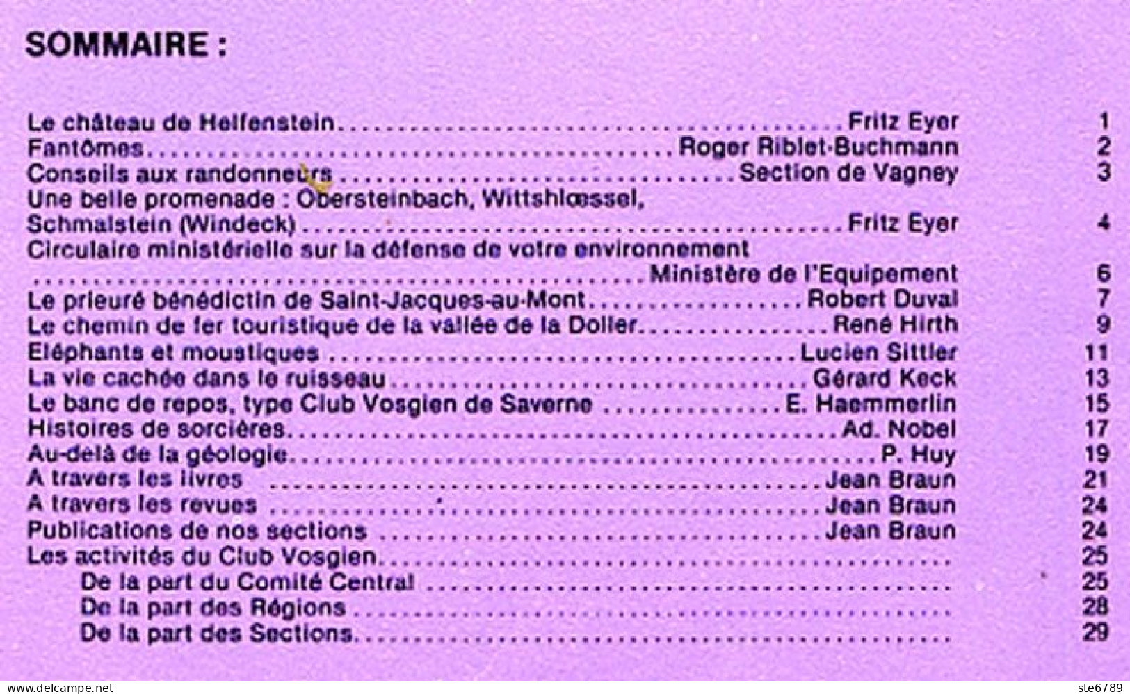 LES VOSGES Revue Club Vosgien 1978 N° 1 ( Alsace Vosges) Helfenstein , Obersteinbach , St Jacques Au Mont , Vall Doller - Lorraine - Vosges