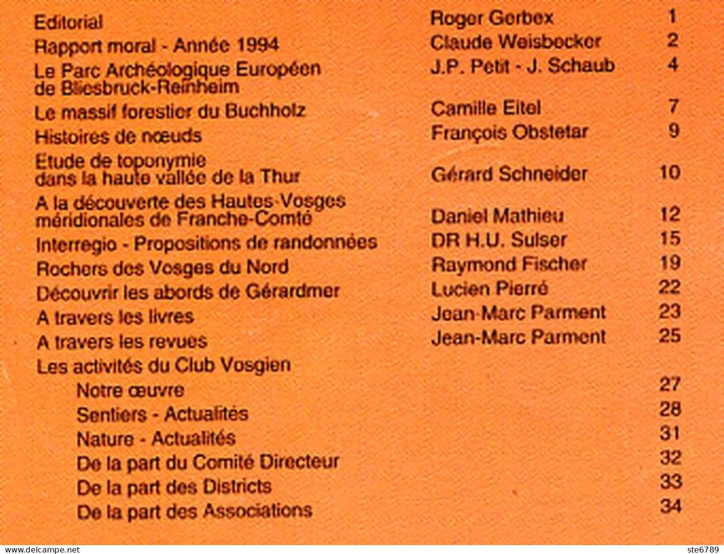 LES VOSGES Revue Club Vosgien 1995 N° 3  Buchholz , Abords Gerardmer , Rochers Vosges Nord , Franche Comté - Lorraine - Vosges