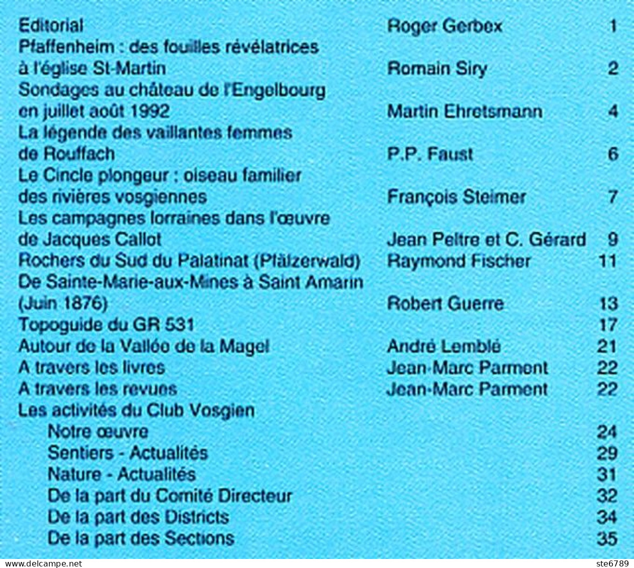 LES VOSGES Revue Club Vosgien 1993 N° 4 Pfaffenheim , Rouffach , Cingle Plongeur , Pfalzerwald , Magel - Lorraine - Vosges