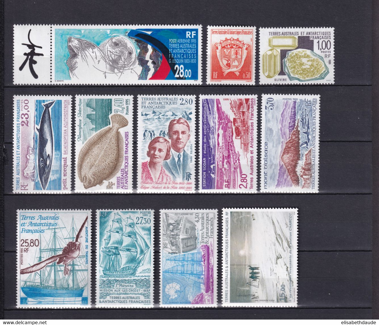 TAAF - 1995 - LIVRAISON GRATUITE - ANNEE COMPLETE  AVEC POSTE AERIENNE + BLOC ! **  MNH - COTE = 82.1 EUR. - Annate Complete