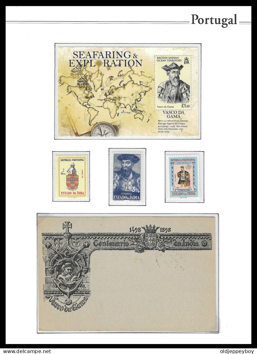 PORTUGAL VASCO DA GAMA THEMATIC Explorers  MNH** Estado Da India BRITISH INDIAN OCEAN TERRITORY, BLOCK + CARD  AND CA - Explorers