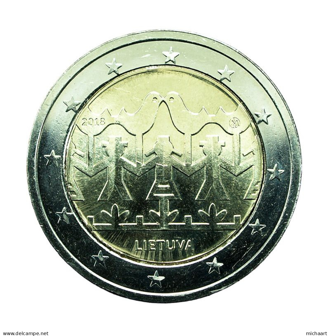 Error Lithuania Coin 2 Euro 2018 Bimetallic Song & Dance Celebration Rare 01650 - Lituanie