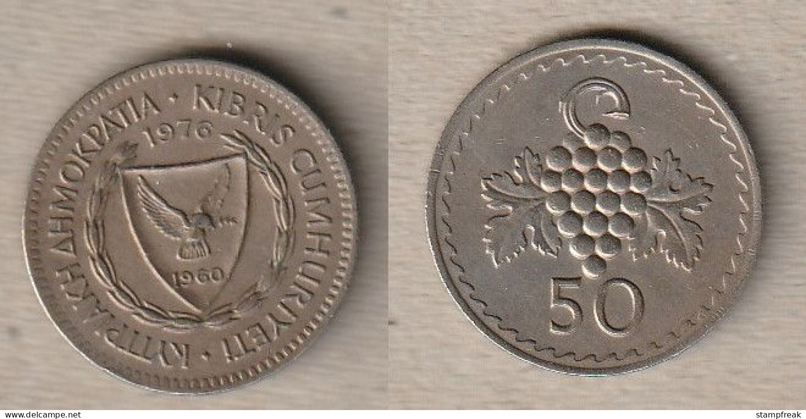 02487) Zypern, 50 Cent 1976 - Cyprus