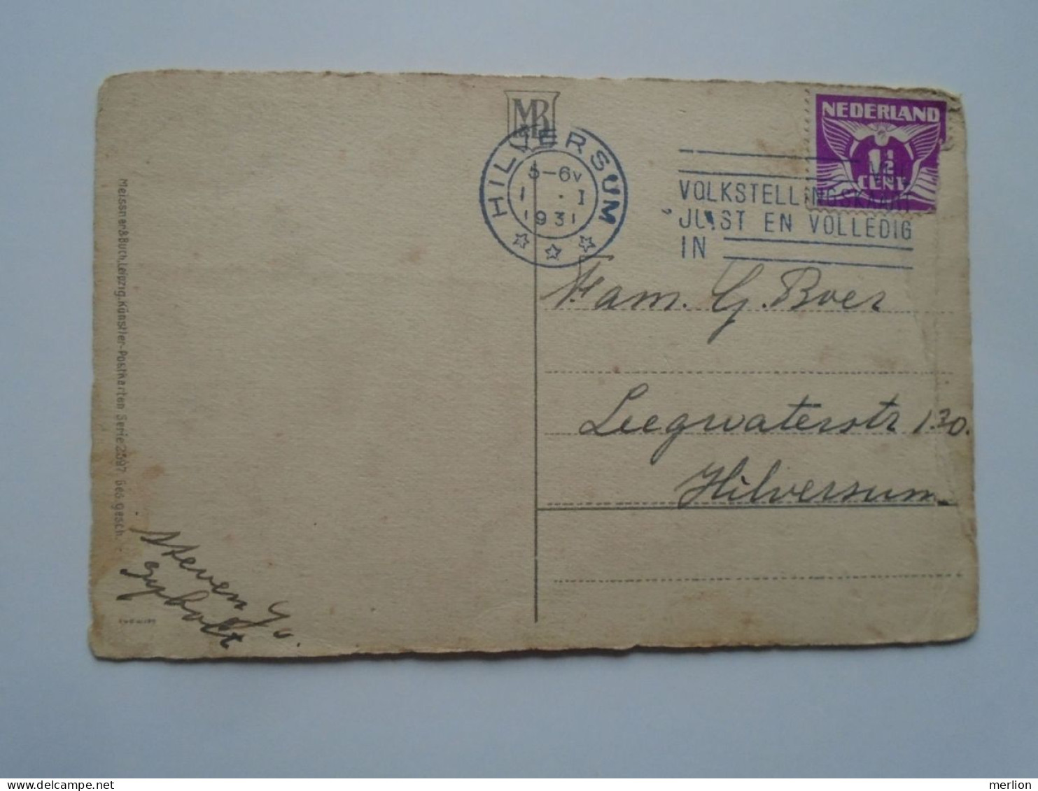 D201645     Netherlands -    Vul Volkstellingskaart Juist En Volledig In  -Hilversum  1931 - Poststempels/ Marcofilie