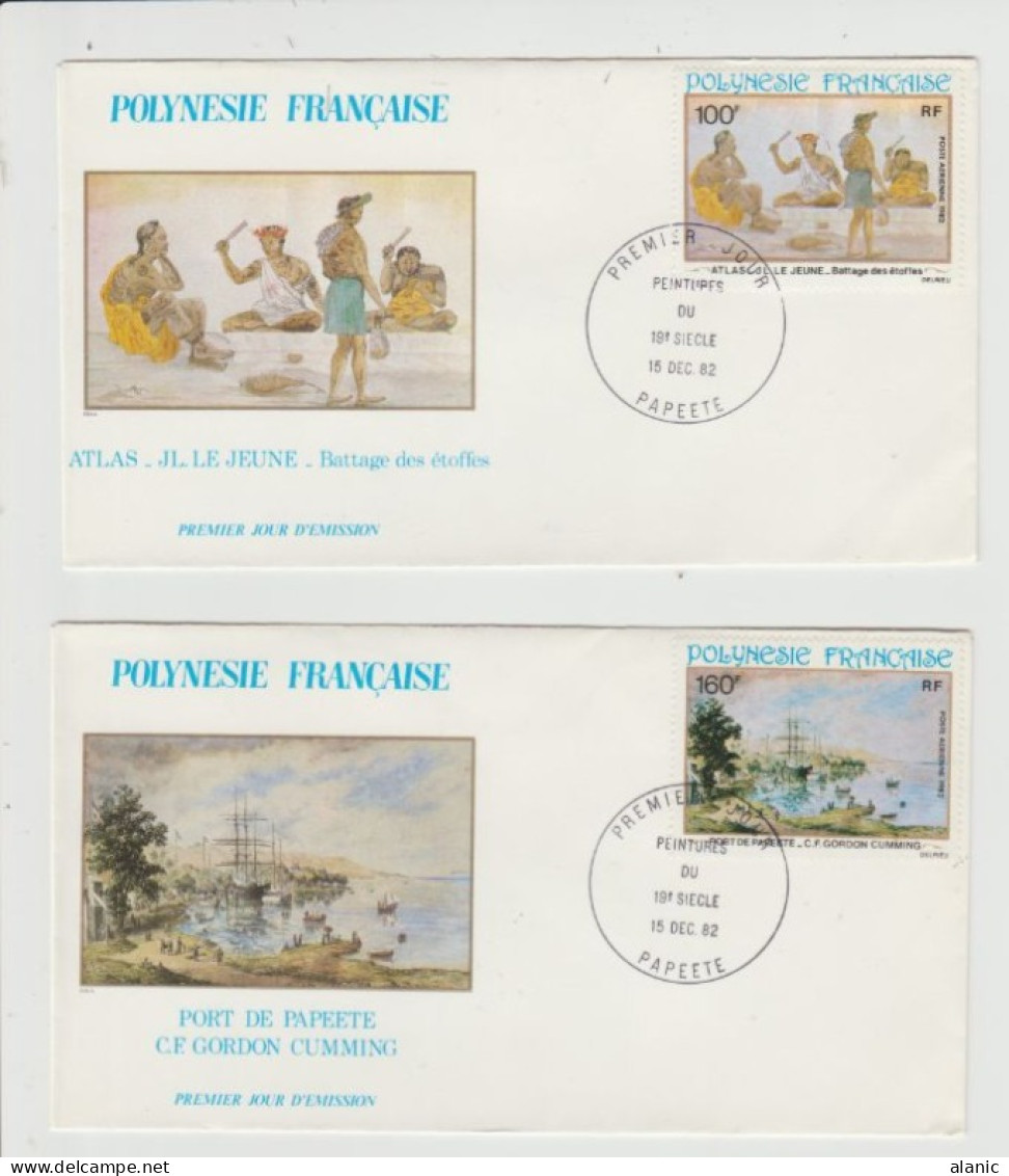 4 FDC POLYNESIE FRANCAISE PA170/173 PEINTURES DU 19e SIECLE 15 DEC 1982 - FDC