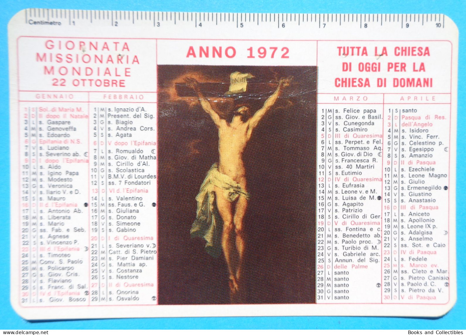 H-0700 * ITALY ° CALENDARIETTO " GIORNATA MISSIONARIA MONDIALE 22 OTTOBRE " 1972 - Small : 1971-80