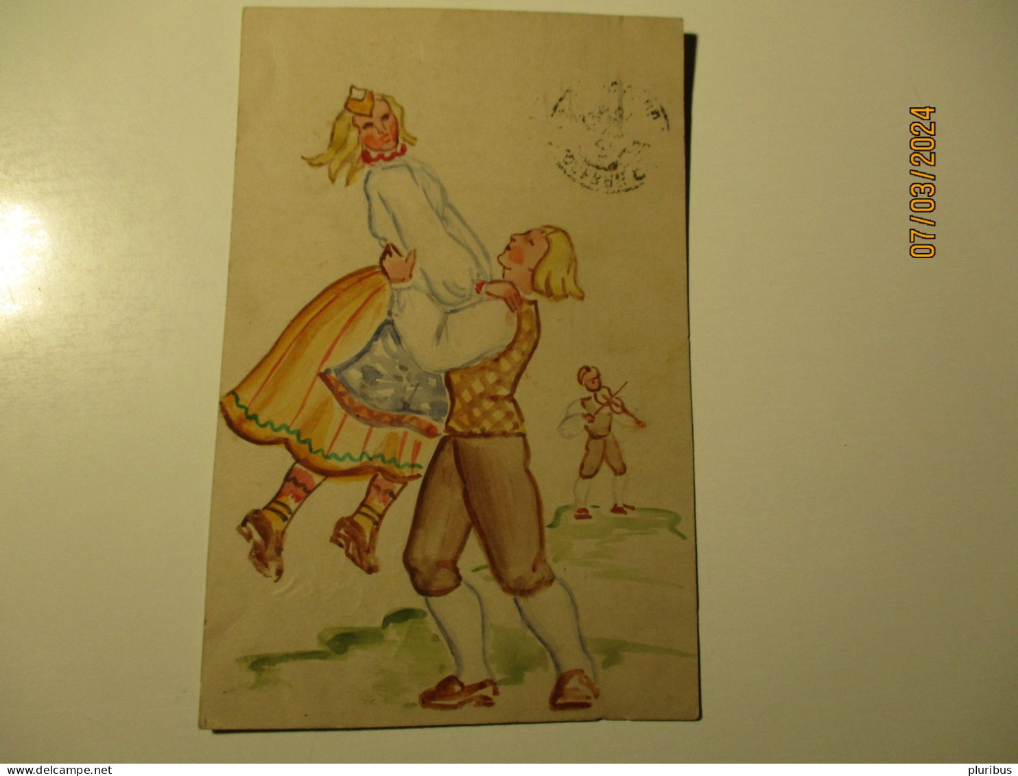 ESTONIA FOLK COSTUMED DANCERS , FIDLER , 1945 WW II RUSSIA FIELDPOST MILITARY CENSOR 16317 , 1-1 - Estland