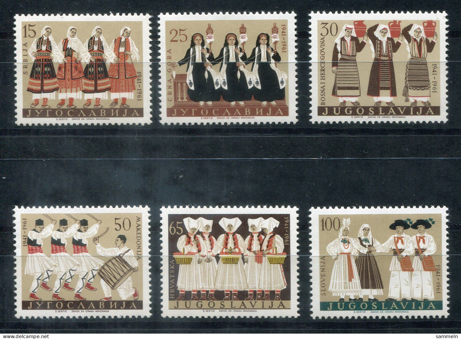 JUGOSLAWIEN 964-969 Mnh - Trachten, Costumes - YUGOSLAVIA / YOUGOSLAVIE - Unused Stamps