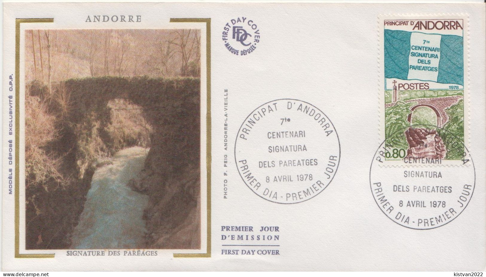 Andorra Stamp On Silk FDC - Ponti