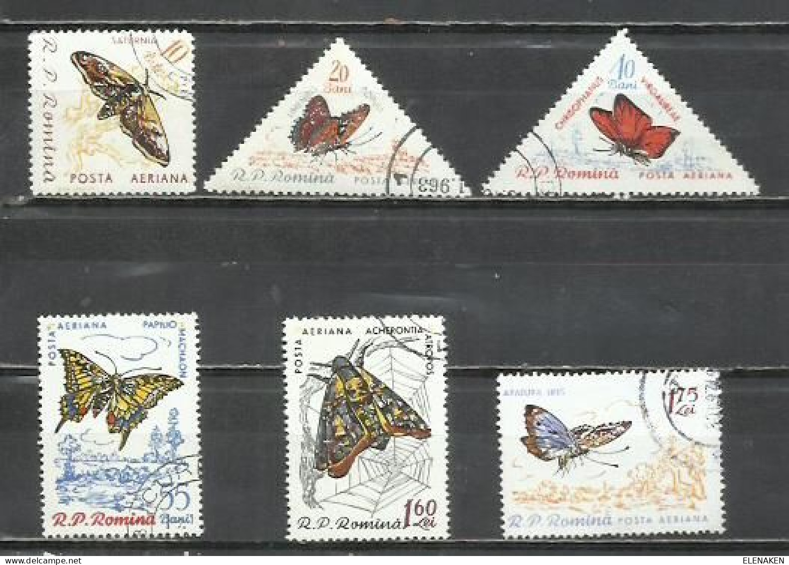 9144-SERIE COMPLETA RUMANÍA 1960 Nº 1960 Nº 120/125 MARIPOSAS INSECTOS. - Gebruikt