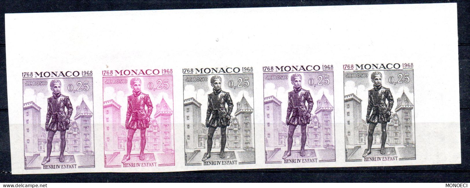 MONACO -- MONTE CARLO -- Bande De 5 Timbres  " Essai De Couleur " Henri IV Enfant -- Neuf Sans Trace De Charnière - Abarten