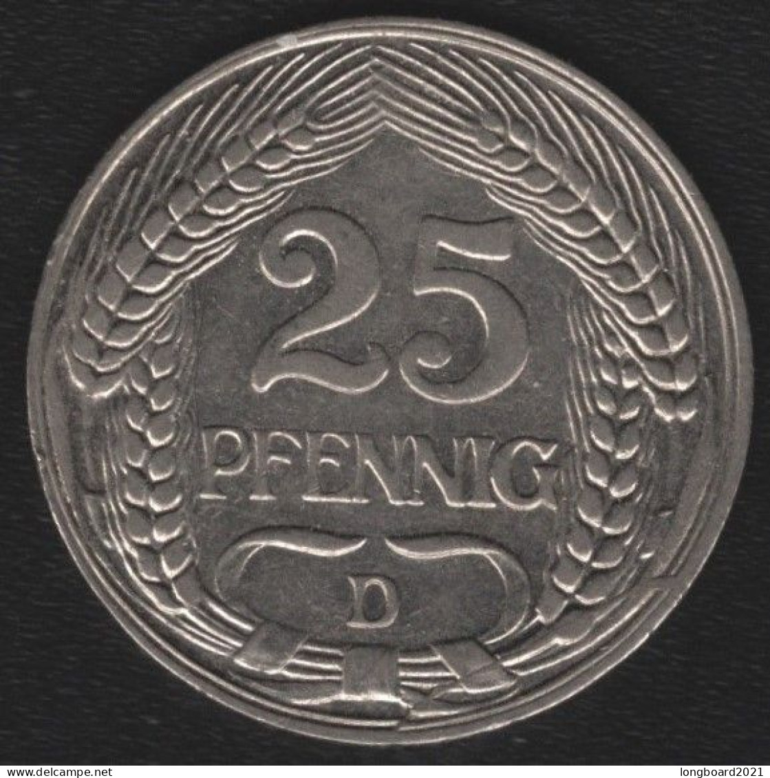 DEUTSCHES REICH - 25 REICHSPFENNIG 1912D - 1 Mark & 1 Reichsmark