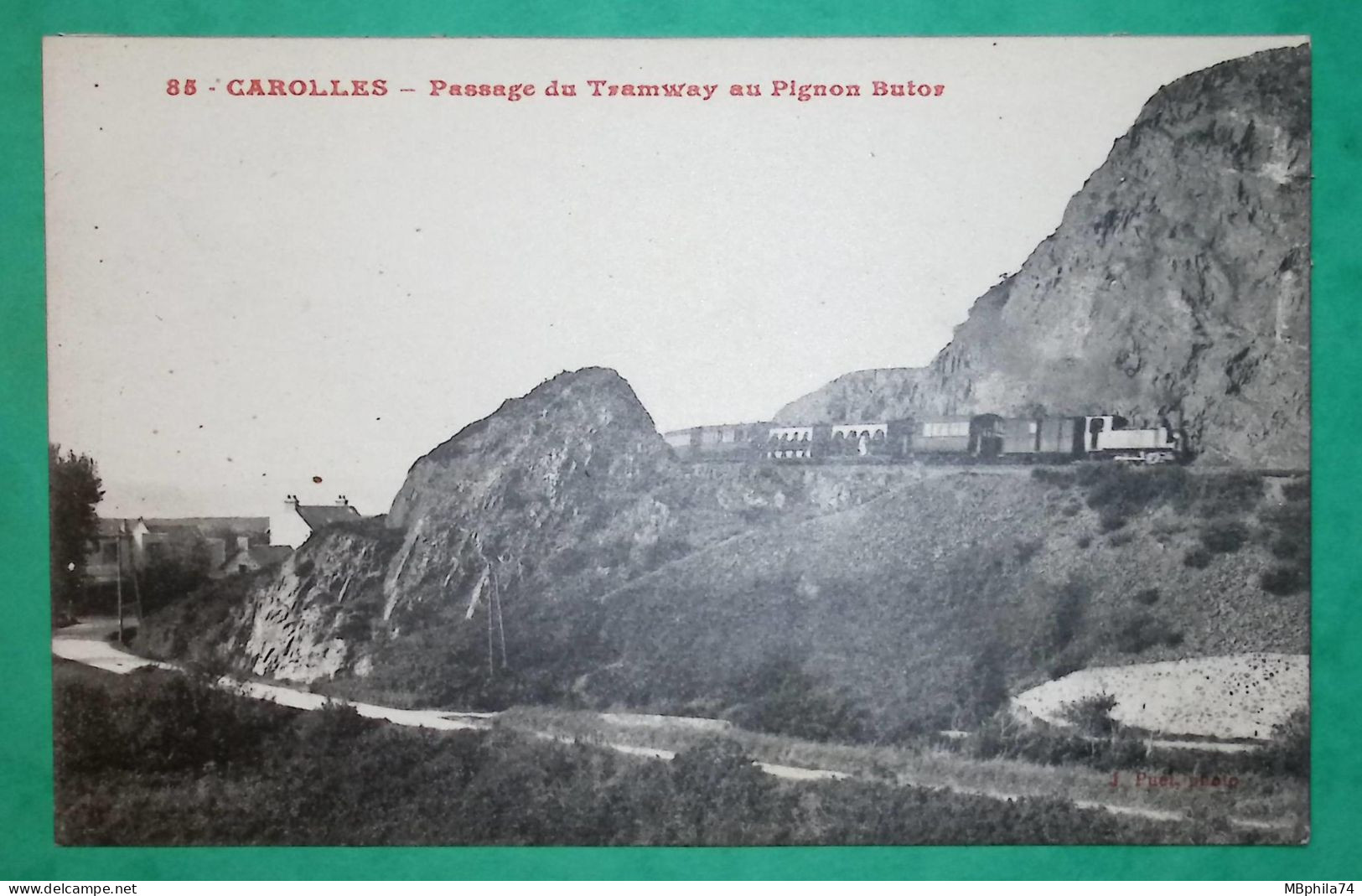 CARTE POSTALE CAROLLES TRAMWAY PASSAGE AU PIGNON BUTOR MANCHE POST CARD FRANCE - Strassenbahnen