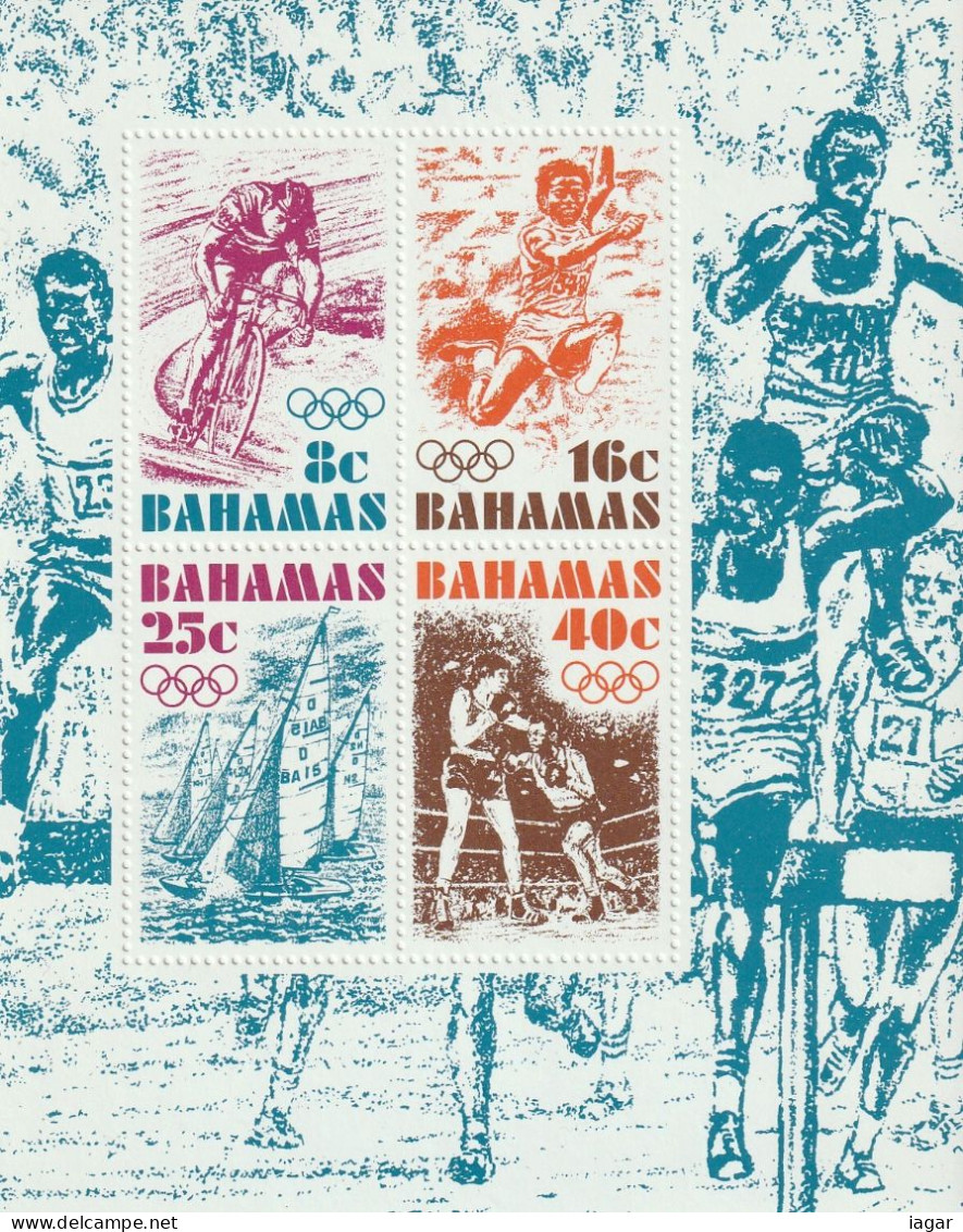 THEMATIC OLYMPIC GAMES:  MONTREAL '76. CYCLING, JUMPING, SAILING, BOXING   -  MS   -  BAHAMAS - Summer 1976: Montreal