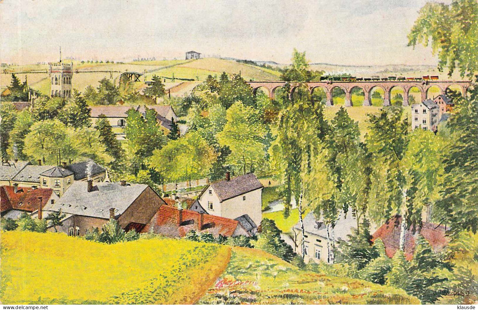 Steinpleis - Schloß Und Römertalbrücke Künstlerkarte - Werdau