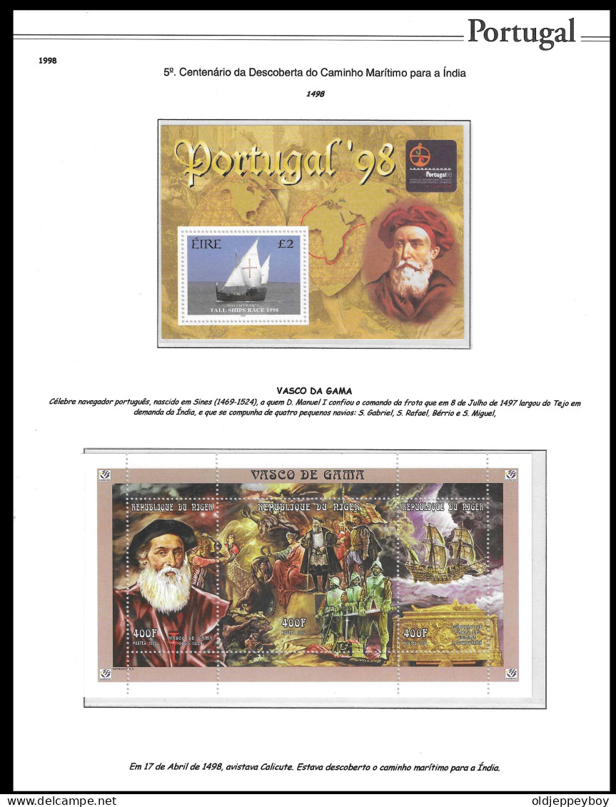 PORTUGAL VASCO DA GAMA THEMATIC Explorers  MNH** Republique De Niger And Portugal Exp 2 Blocks  - Exploradores