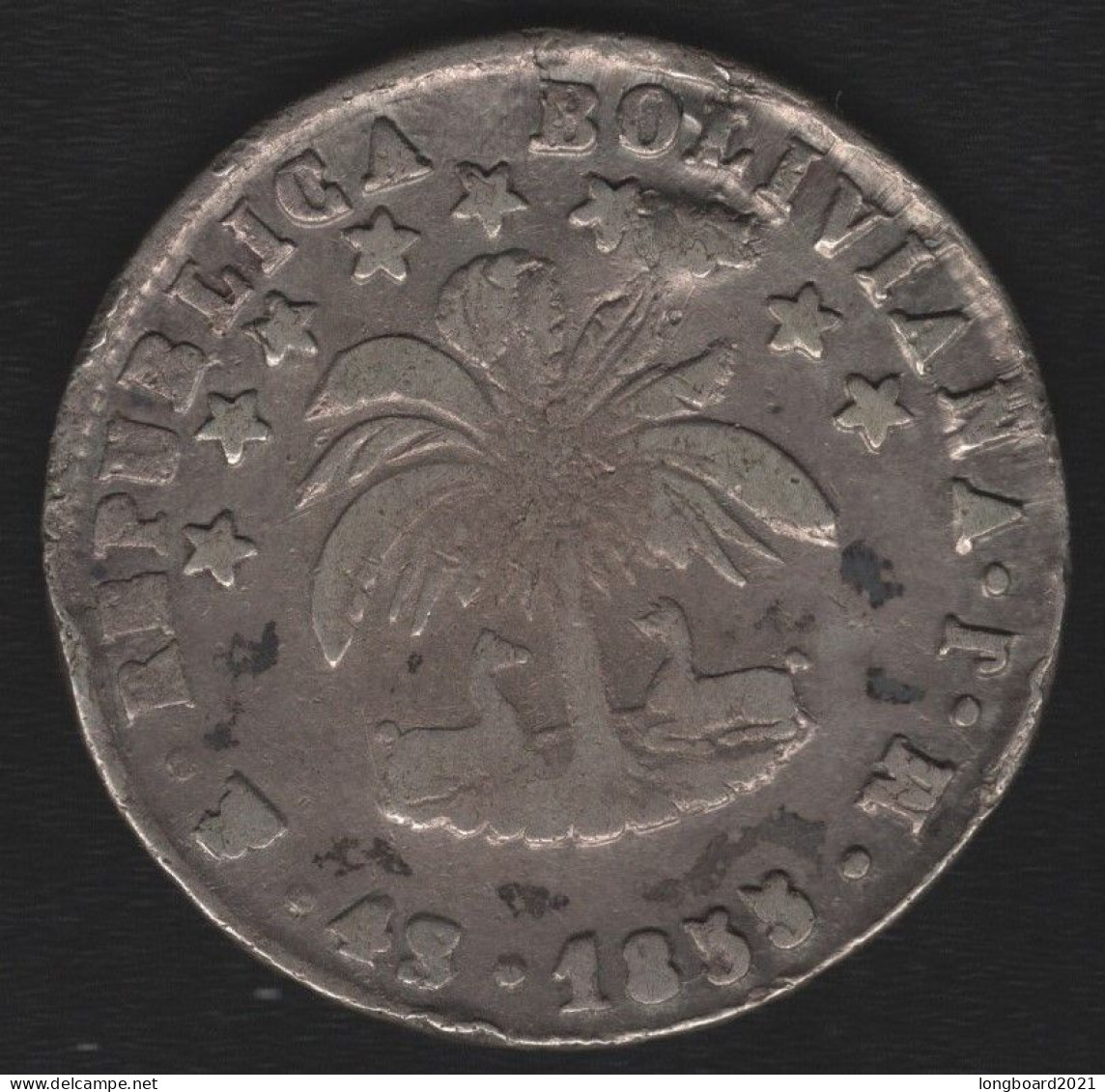 BOLIVIA - 4 SOLES 1855MJ -SILVER- - Bolivie