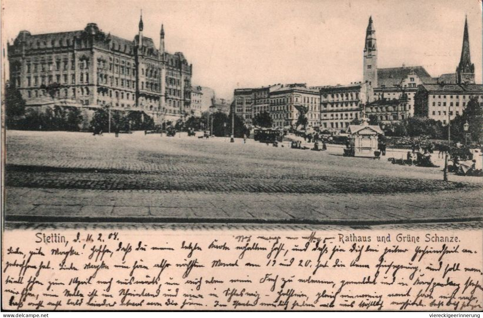 ! 1904 Alte Ansichtskarte Aus Stettin, Rathaus Und Grüne Schanze - Pommern