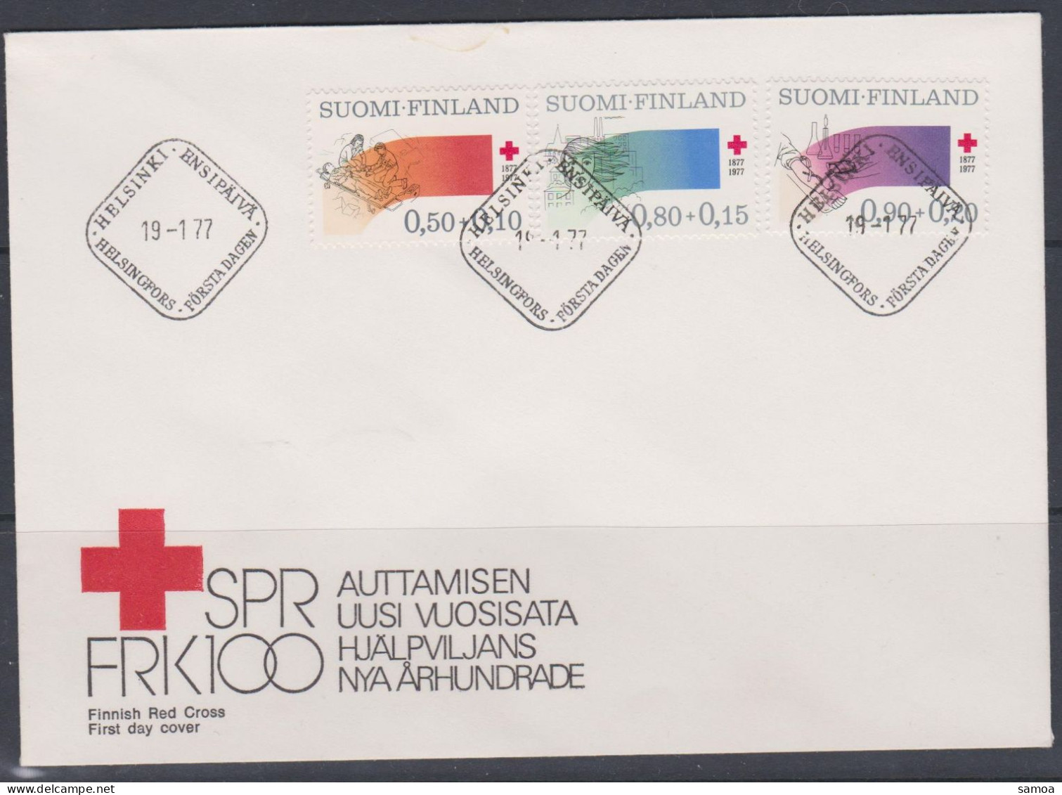Finlande FDC 1977 763-65 Croix-Rouge Finlandaise Centenaire - FDC