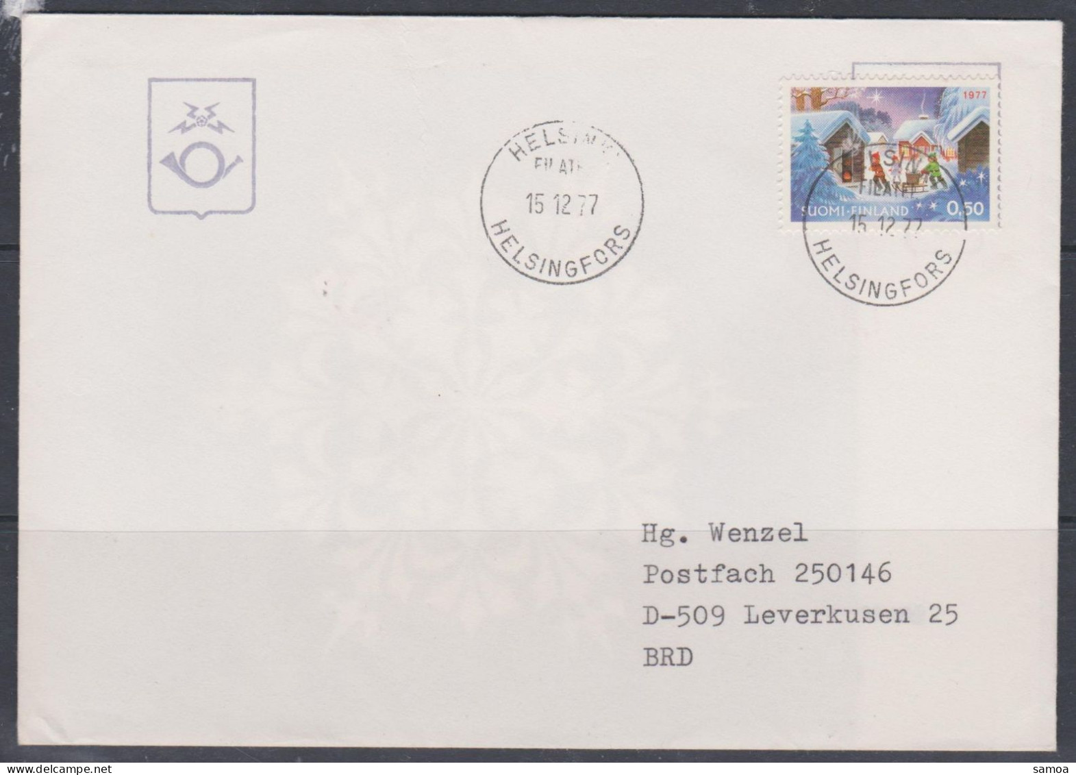 Finlande FDC 1977 782 Noël - FDC