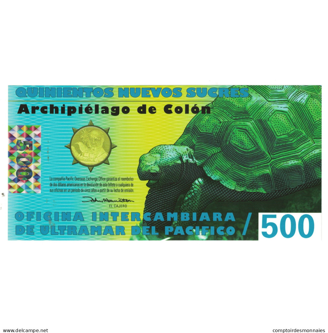 Billet, Équateur, 500 Sucres, 2012, 2012-06-01, ISLAS GALAPAGOS, NEUF - Equateur