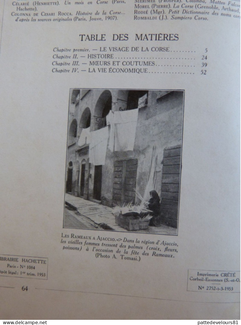 Revue LA CORSE CORSICA 1953 Visage de l'Ile Histoire Moeurs et Coutumes Vie économique