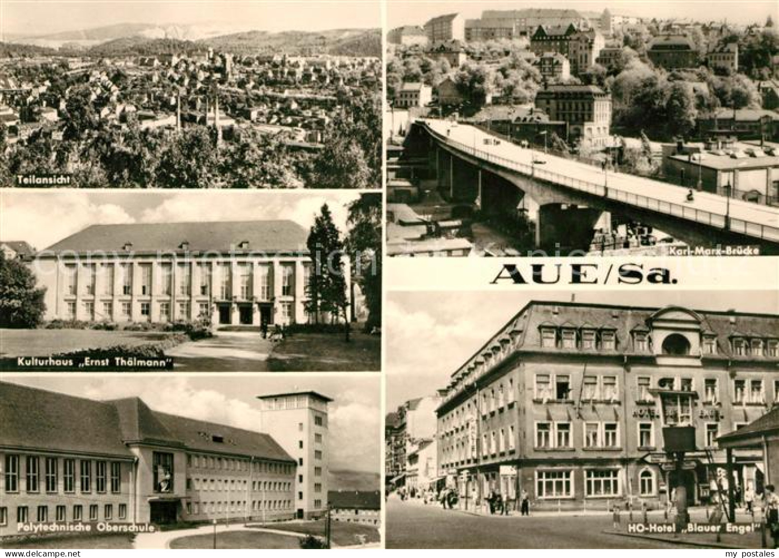 73032435 Aue Erzgebirge Panorama Karl Marx Bruecke Kulturhaus Ernst Thaelmann Po - Aue