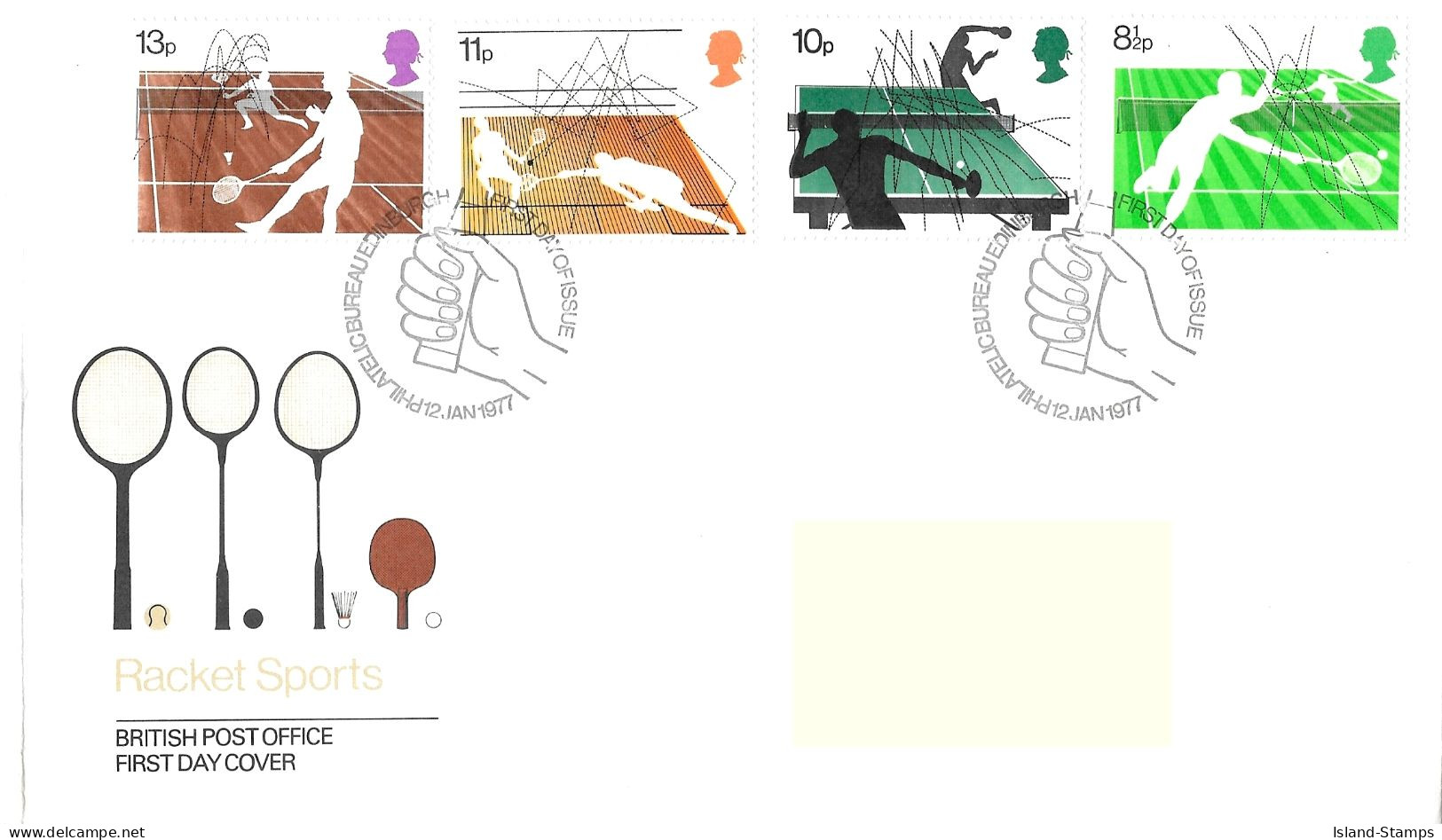 1977 Racket Sports Addressed FDC Tt - 1971-1980 Decimale  Uitgaven