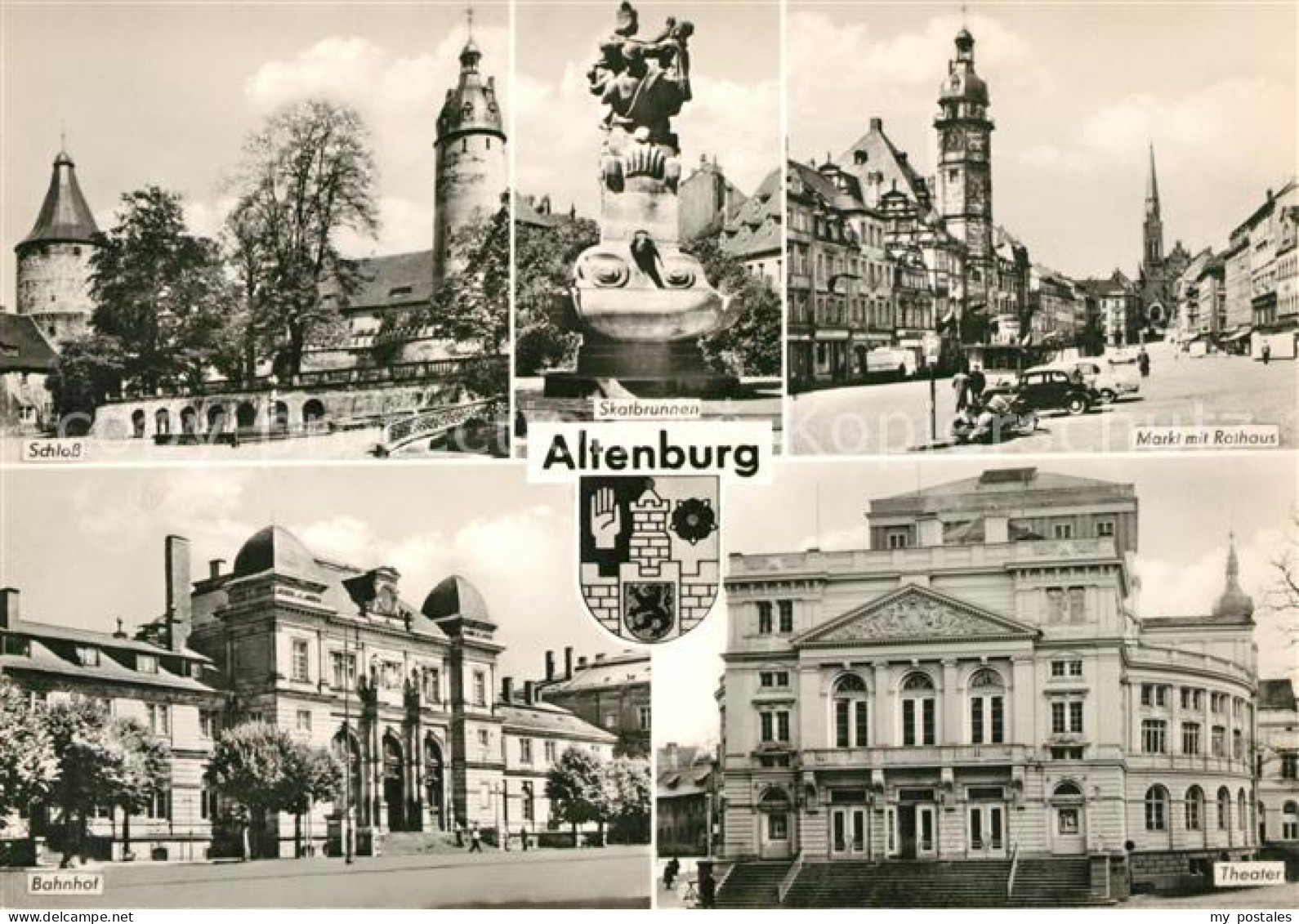 73031560 Altenburg Thueringen Schloss Skatbrunnen Markt Mit Rathaus Bahnhof Thea - Altenburg