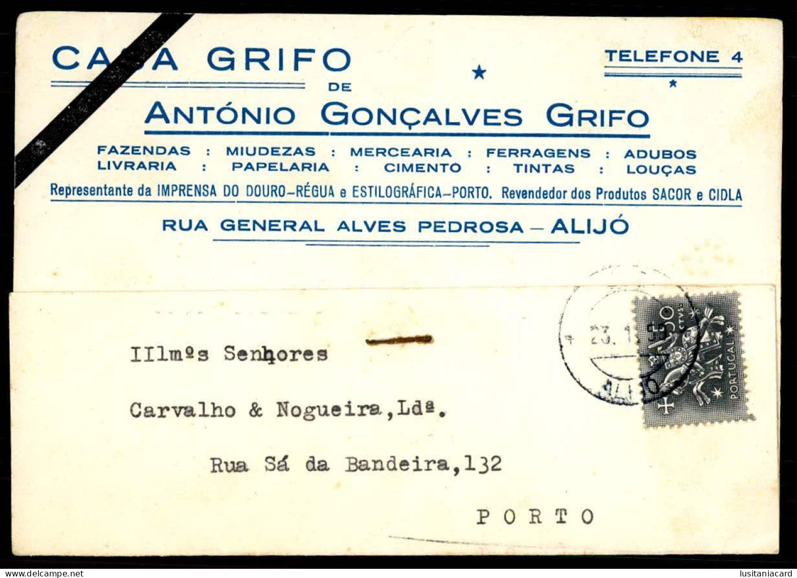 ALIJÓ - PUBLICIDADE - «Casa Grifo» De António Gonçalves Grifo - Fazendas: Miudezas:Mercearia: .... Carte Postale - Vila Real