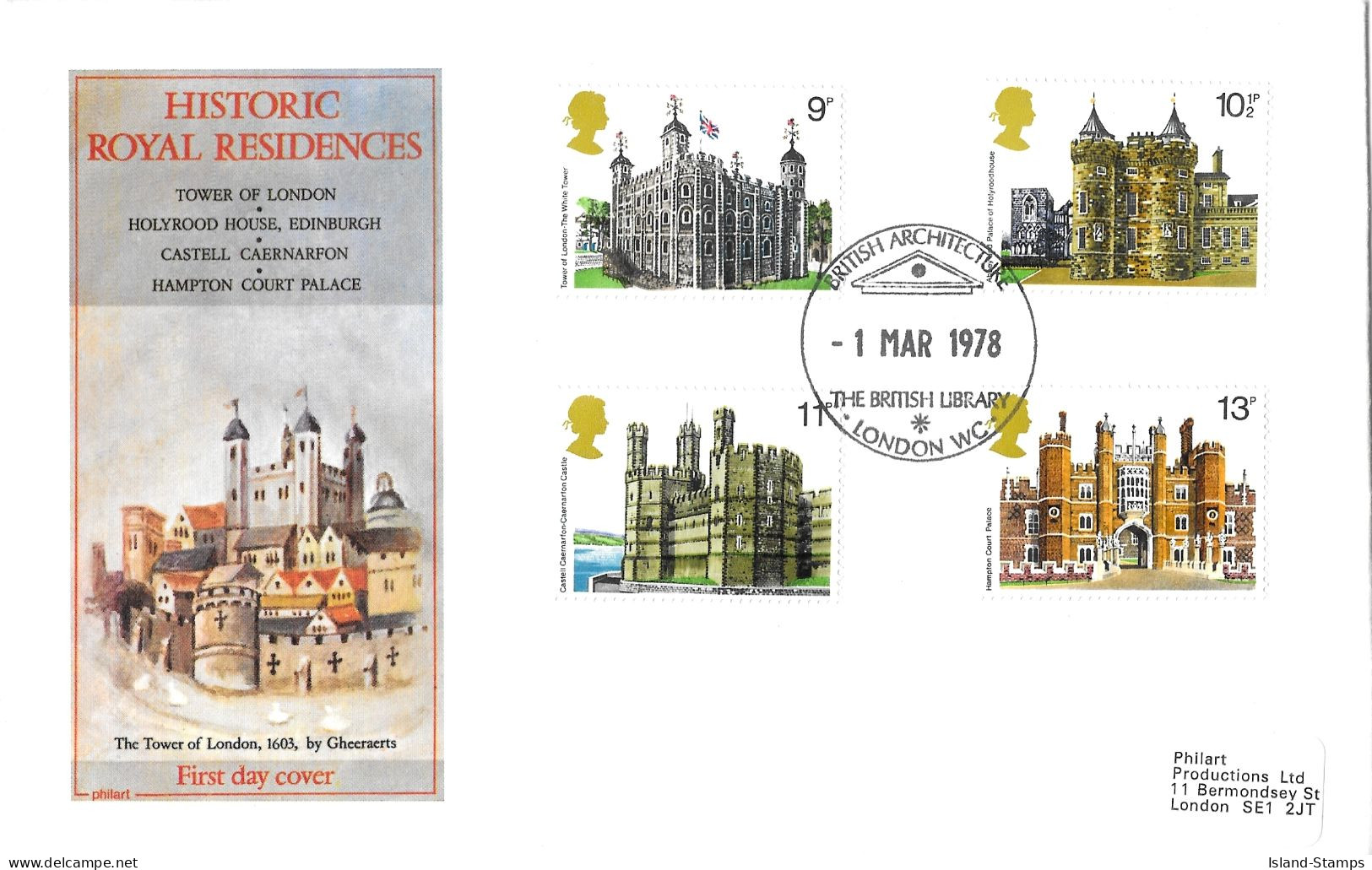 1978 Historic Buildings Addressed FDC Tt - 1971-1980 Decimale  Uitgaven