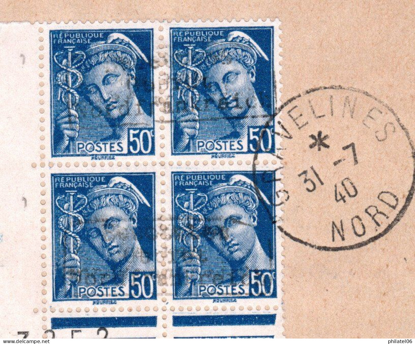 FRANCE DE GUERRE No 4  PAIRE SUR FRAGMENT  TB  SIGNES BRUN  COTE:280 EUROS - Guerre (timbres De)