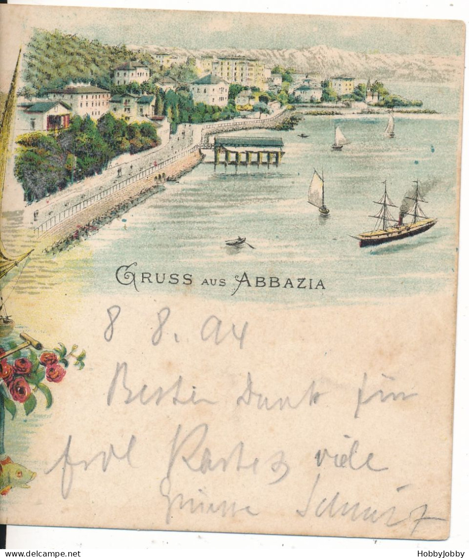 Gruss Aus ABBAZIA - 1894 - Vorlaufer Mit 4 Shöne Vignetten - Autres & Non Classés