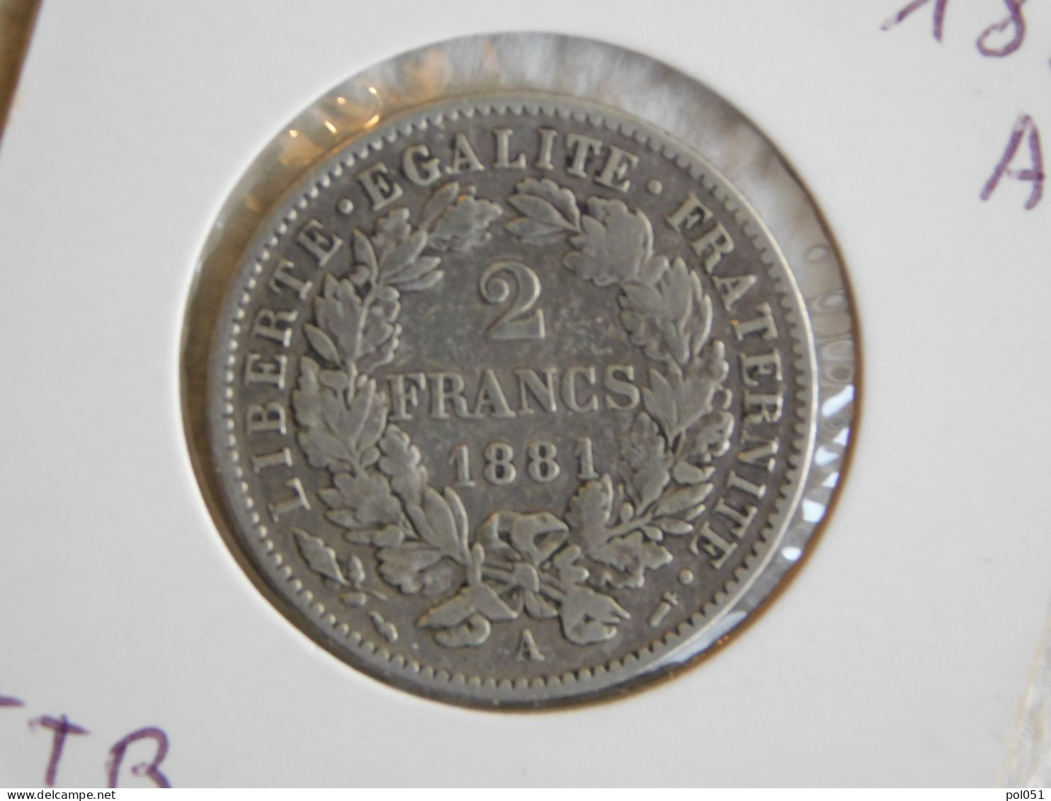 France 2 Francs 1881 A CÉRÈS, AVEC LÉGENDE (763) - 2 Francs