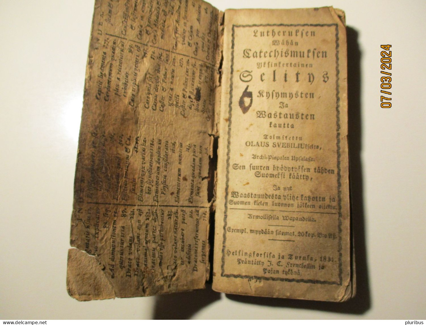 FINLAND 1831 SVEBILIUS Lutheruksen Wähän Katekismuksen  , 18-6 - Scandinavische Talen