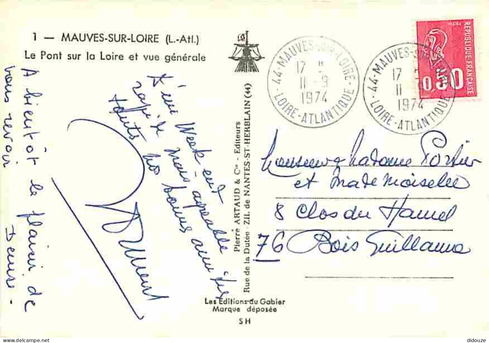 44 - Mauves Sur Loire - Le Font Sur La Loire Et Vue Générale - Vue Aérienne - CPM - Voir Scans Recto-Verso - Mauves-sur-Loire