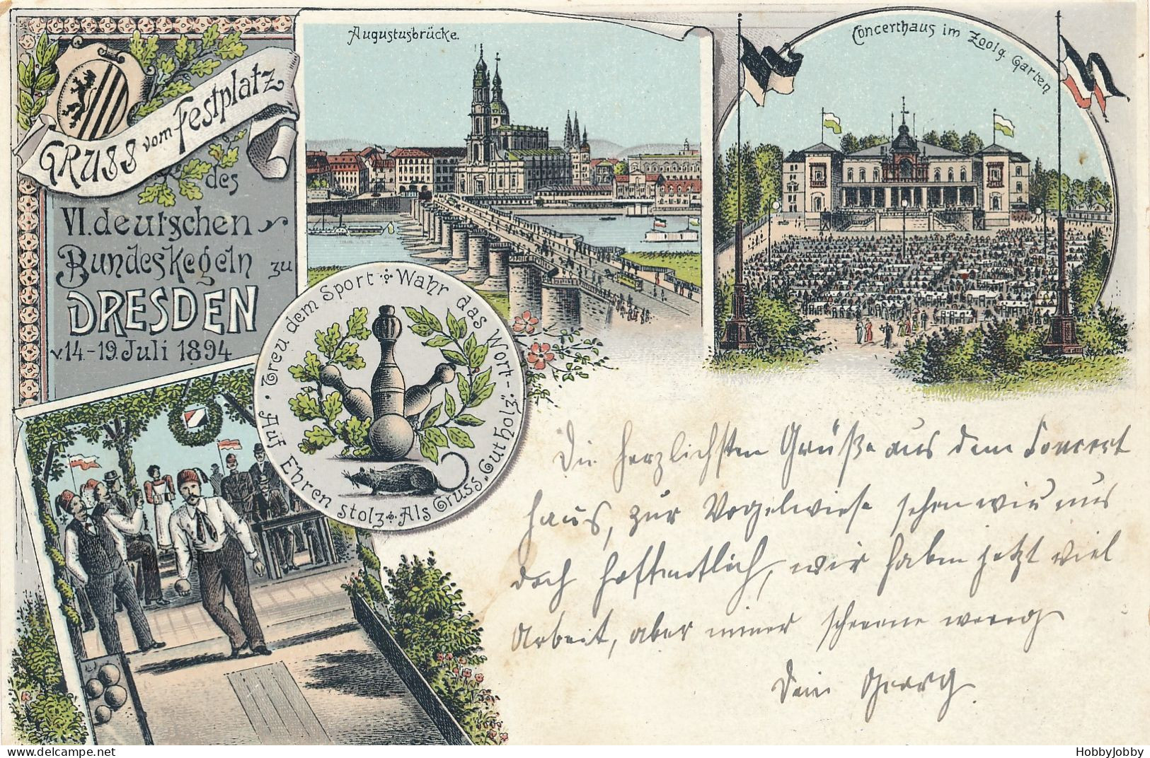 VORLAUFER  1894!!  Gruss Aus Festplatz - VI Deutschen Bundeskegeln Zu DRESDEN V/14-19 Juli 1894 - Boliche