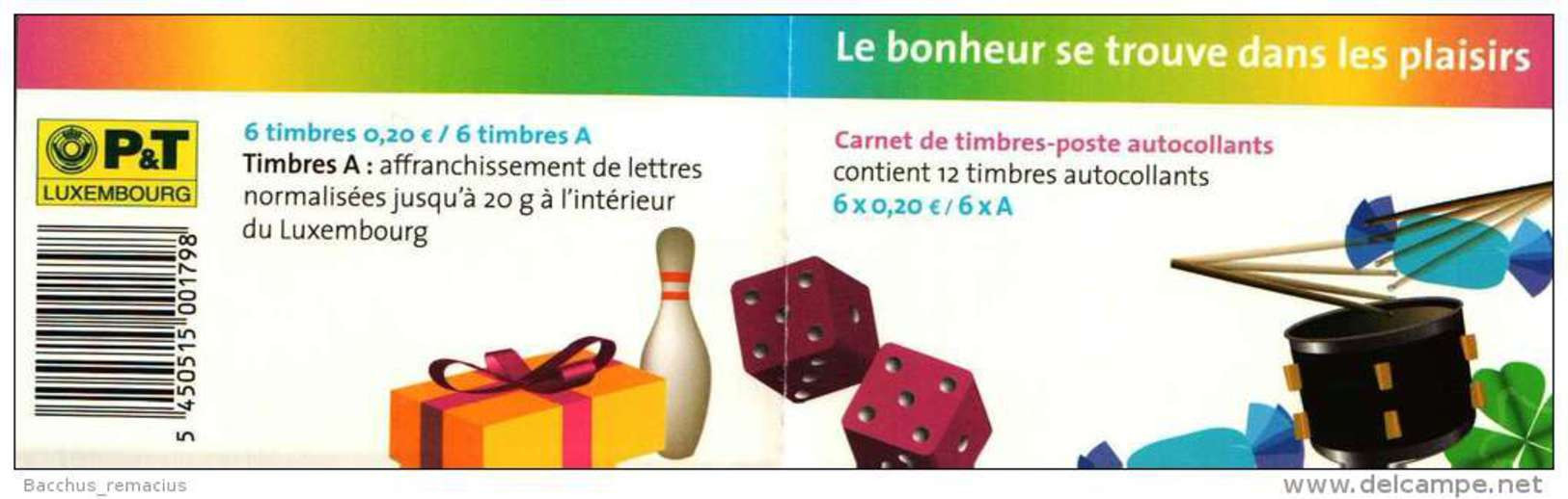 LUXEMBOURG Carnet De Timbres-Poste (6x Timbres "A"+ 6x0,20 Euro) Le Bonheur Se Trouve Dans Les Plaisirs Dés,Tambour 2008 - Postzegelboekjes