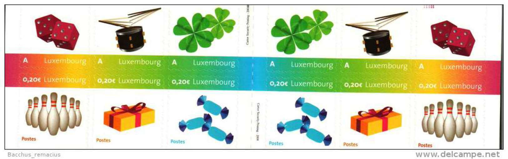 LUXEMBOURG Carnet De Timbres-Poste (6x Timbres "A"+ 6x0,20 Euro) Le Bonheur Se Trouve Dans Les Plaisirs Dés,Tambour 2008 - Booklets