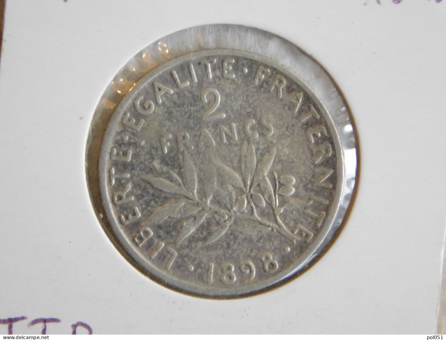France 2 Francs 1898 SEMEUSE (766) Argent Silver - 2 Francs