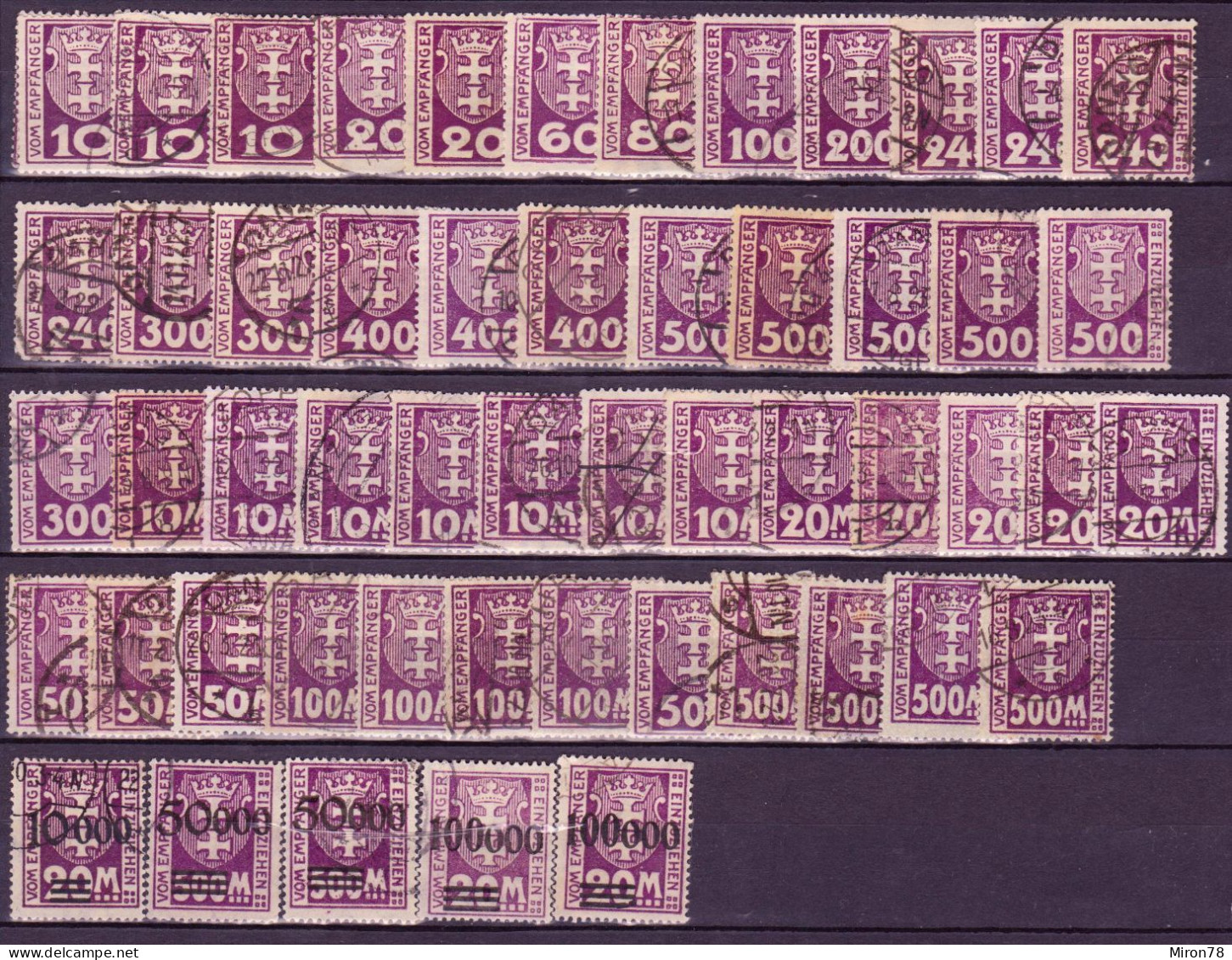 Stamps Danzig 1923 POSTAGE DUE STAMPS USED Lot2 - Strafport