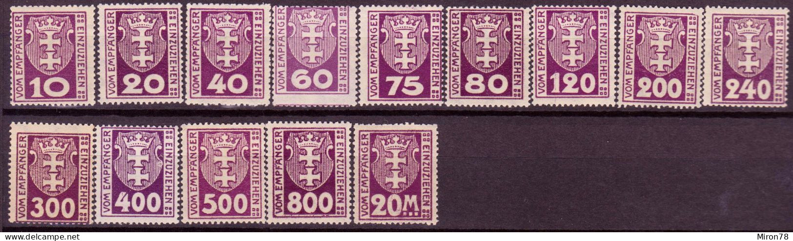 Stamps Danzig 1923 POSTAGE DUE STAMPS Mint MNH Lot5 - Portomarken