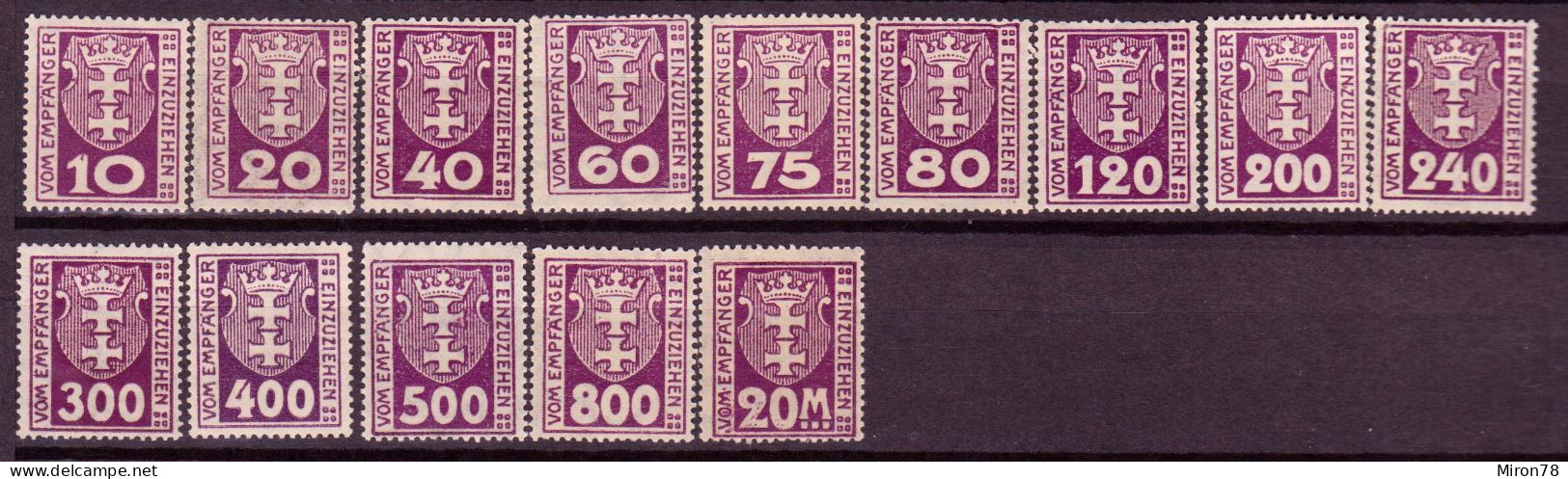 Stamps Danzig 1923 POSTAGE DUE STAMPS Mint MNH Lot6 - Postage Due
