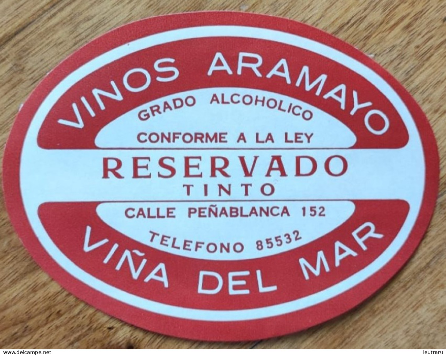 Chile Viña Del Mar "Vinos Aramayo" Wine Label (Red) - Alcohol