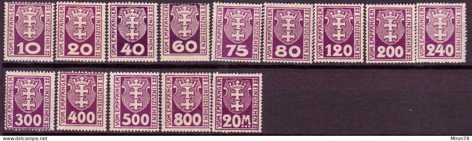 Stamps Danzig 1923 POSTAGE DUE STAMPS Mint MNH Lot6 - Strafport