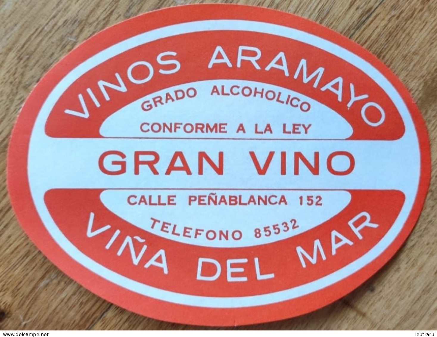 Chile Viña Del Mar "Vinos Aramayo" Wine Label (Orange) - Alcohol