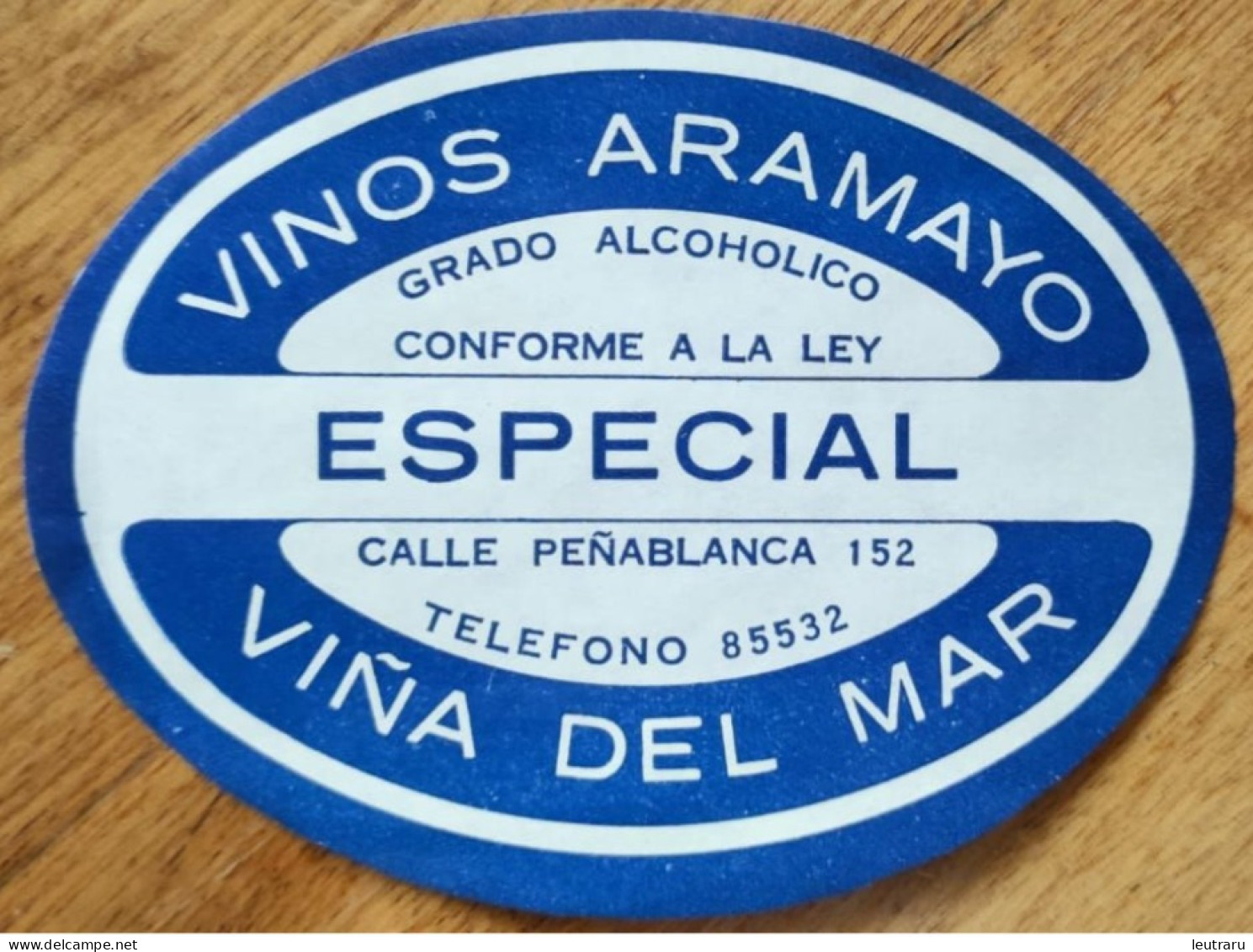 Chile Viña Del Mar "Vinos Aramayo" Wine Label (Blue) - Alcolici